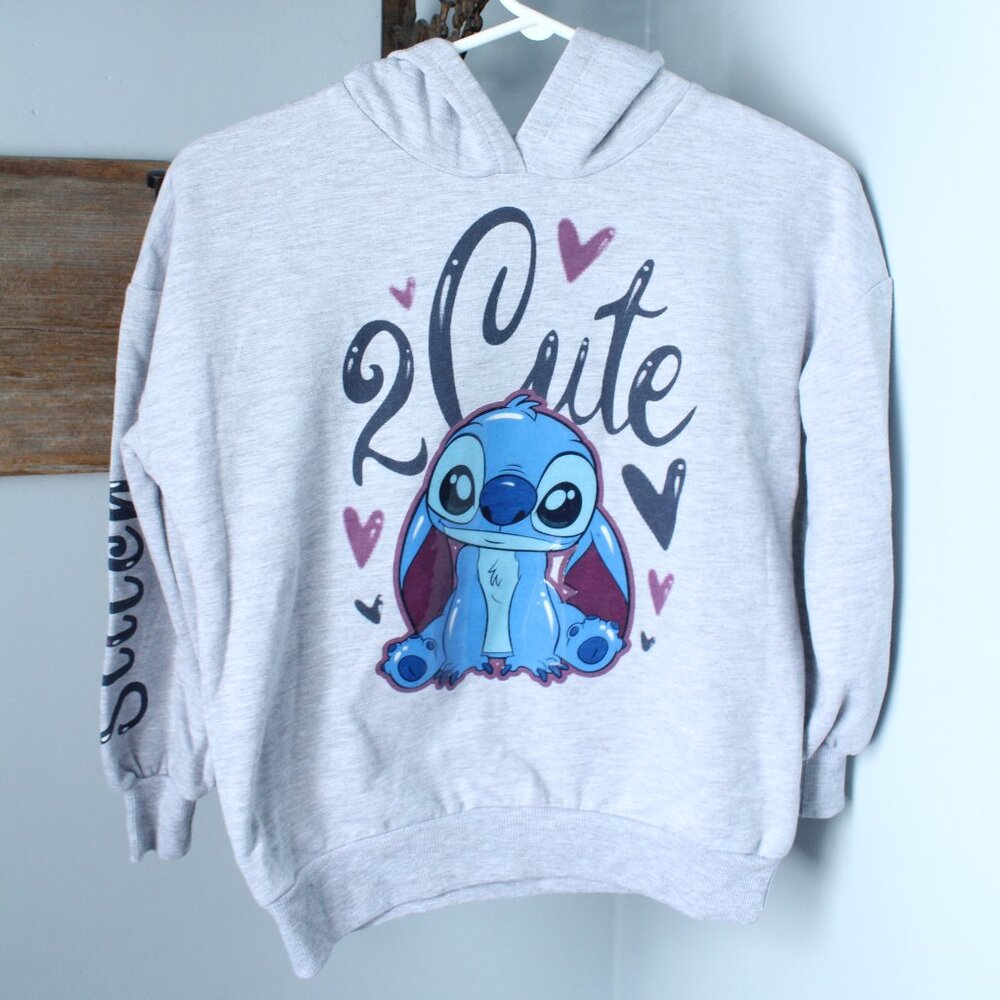 Disney Stitch Size M 7-8 Girls Grey Hoodie